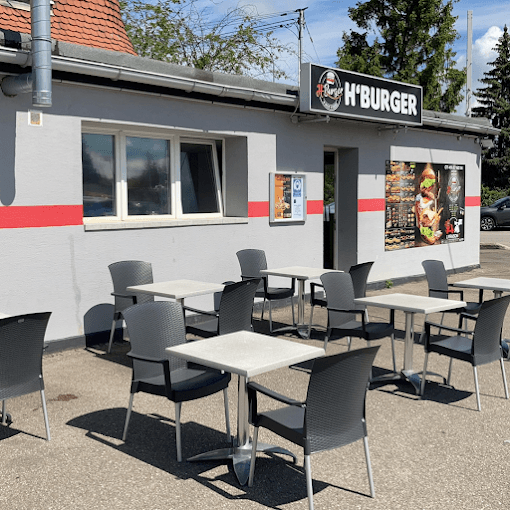Devanture et terrasse de H’Burger, 29 Rue de Mulhouse à Rixheim
